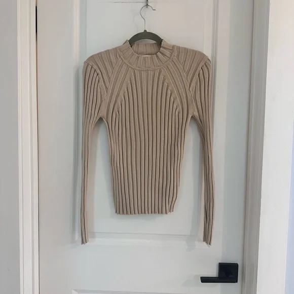 CAbi Contour Beige Ribbed Turtleneck - Picture 2 of 6